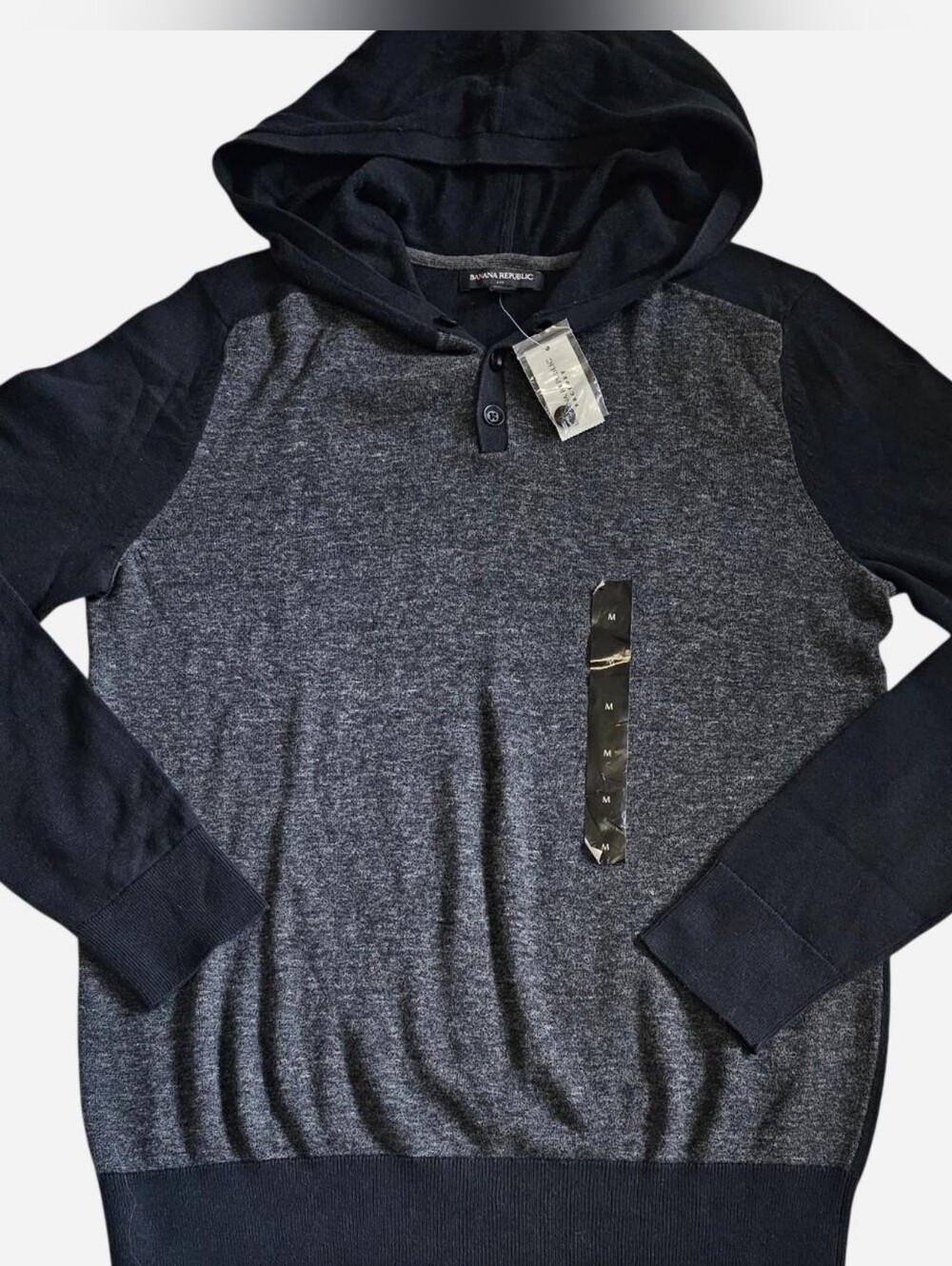 Banana Republic Men's Crewneck Hoodie Sweater - Black & Gray